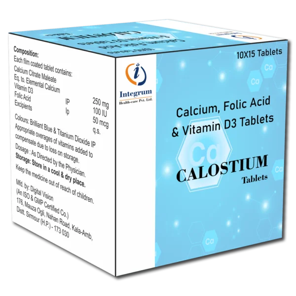 Calostium Tablet with Calcium Citrate Maleate 1000 mg + Vitamin D3 100 IU + Folic Acid 50 mcg