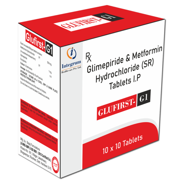 Glufirst-G1 Tablet with Metformin Hydrochloride 500 mg + Glimepiride 1 mg
