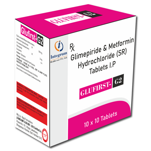 Glufirst-G2 Tablet with Metformin Hydrochloride 500 mg + Glimepiride 2 mg
