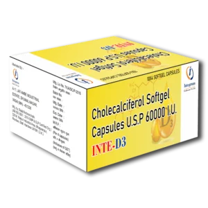 INTE-D3 Softgel Capsule with Cholecalciferol 60 K for Healthy and Strong Bones
