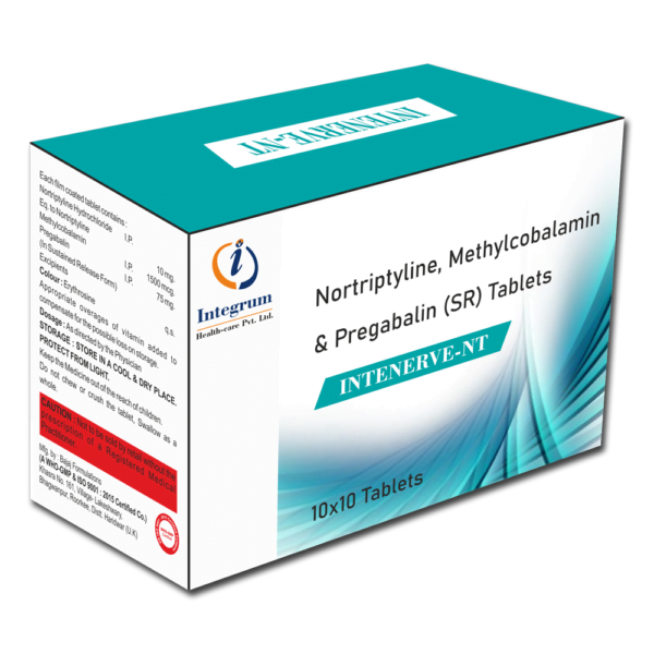 Intenerve-NT Tablet with Nortriptyline 10 mg+ Methylcobalamin 1500 mcg + Pregabalin(SR) 75 mg